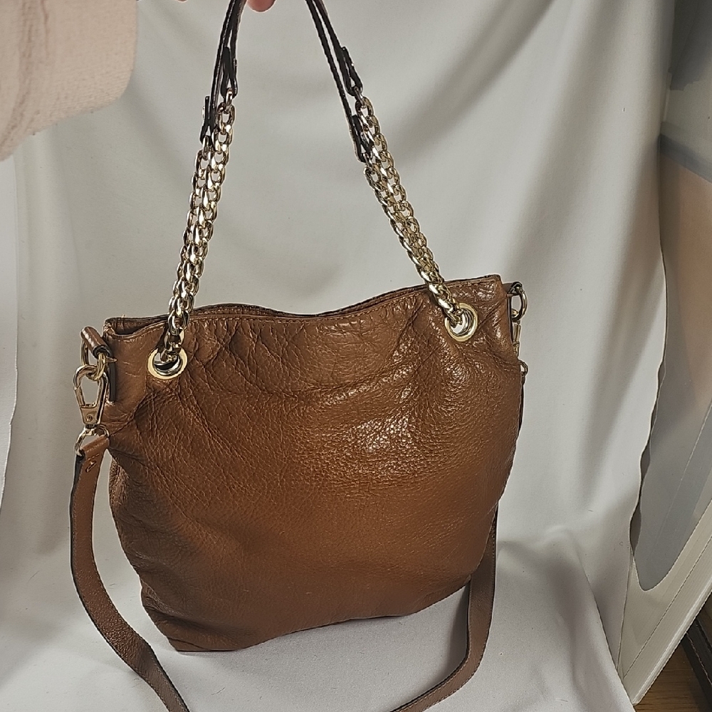 Michael Kors Brown Leather Crossbody Bag w/Gold Chain and Leather Straps